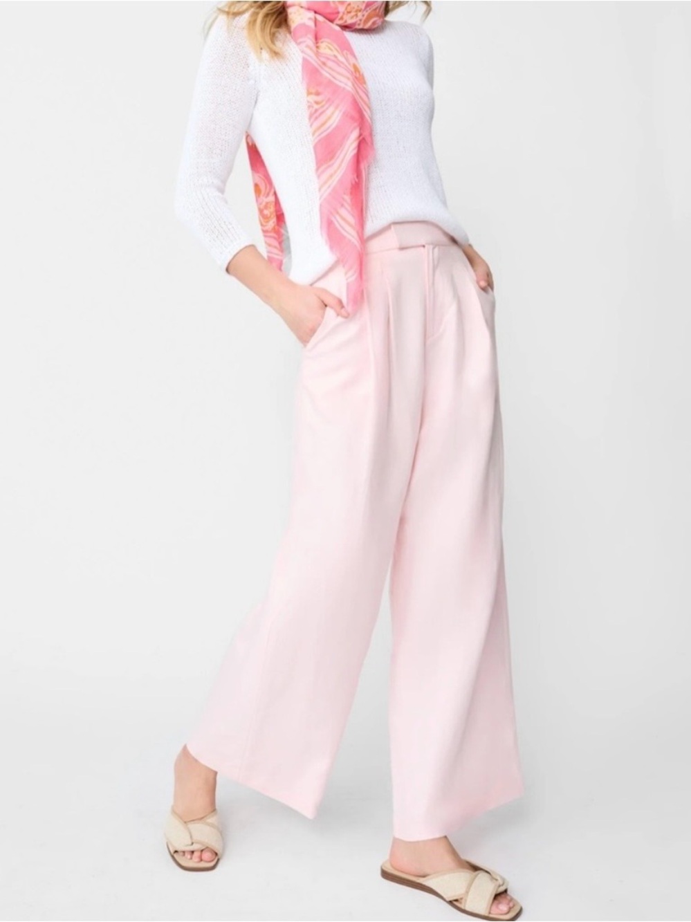 J McLaughlin NWT Amal Wide Leg Pink Pants Trousers size 6 - Linen Cotton -Classy